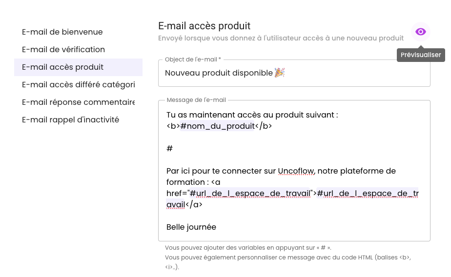 Illustration : Prévisualiser avant envoi