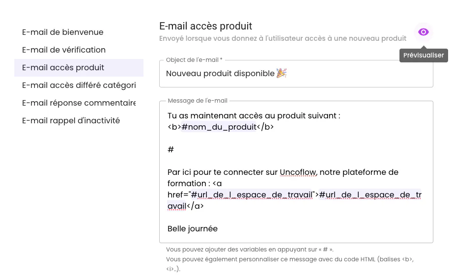 Illustration : Prévisualiser avant envoi