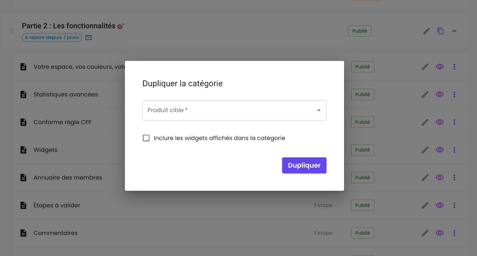 Illustration : Dupliquer une catégorie