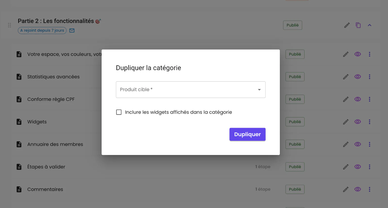 Illustration : Dupliquer une catégorie