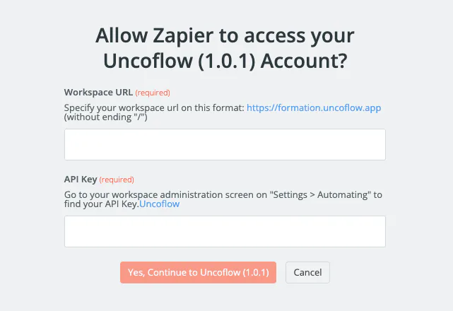 Illustration : Étape 2 : Créer un Zap et ajouter le connecteur Uncoflow