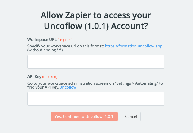Illustration : Étape 2 : Créer un Zap et ajouter le connecteur Uncoflow