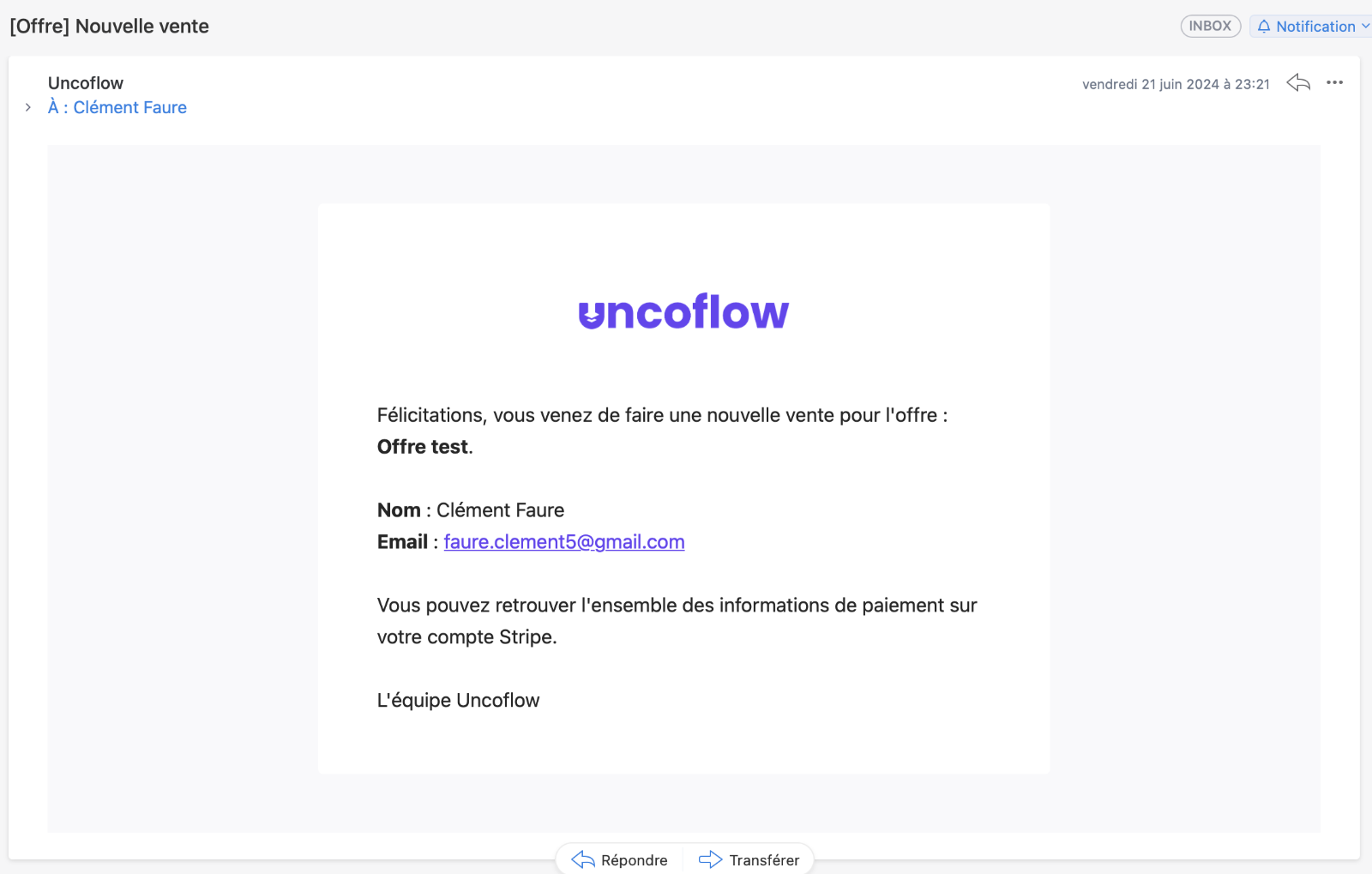 Illustration : Email au propriétaire