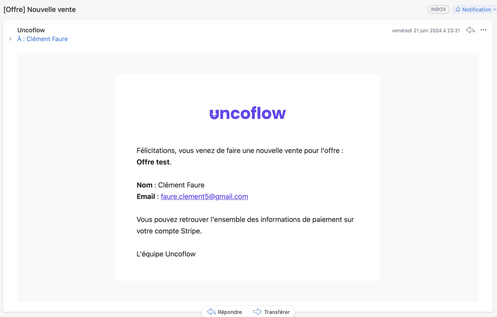 Illustration : Email au propriétaire